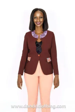 African D&D print Maroon Jacket