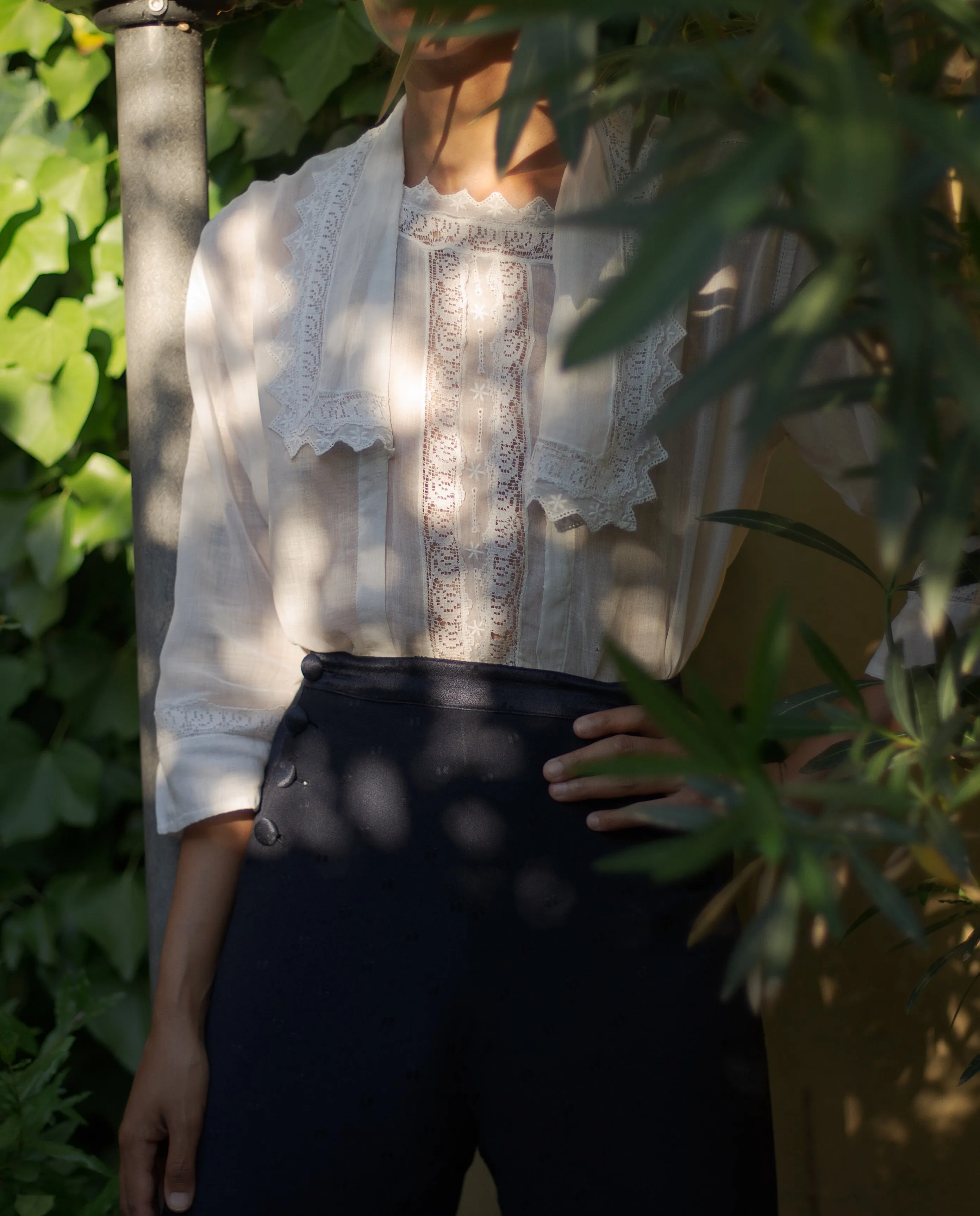 Antique cotton voile armistice blouse, fits up to large