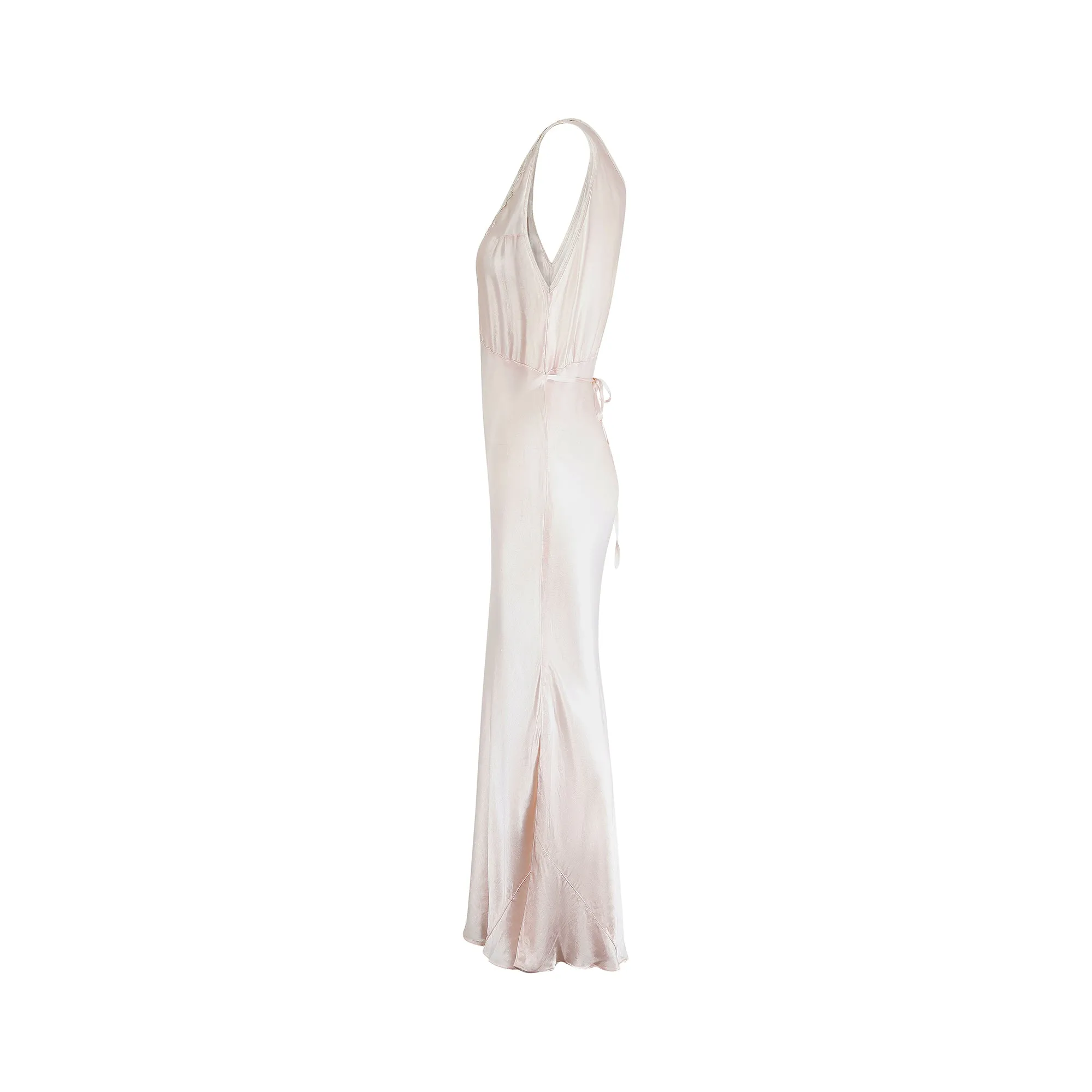 ARCHIVE - 1930s Square Neck Bias Cut Pink Slip Dress