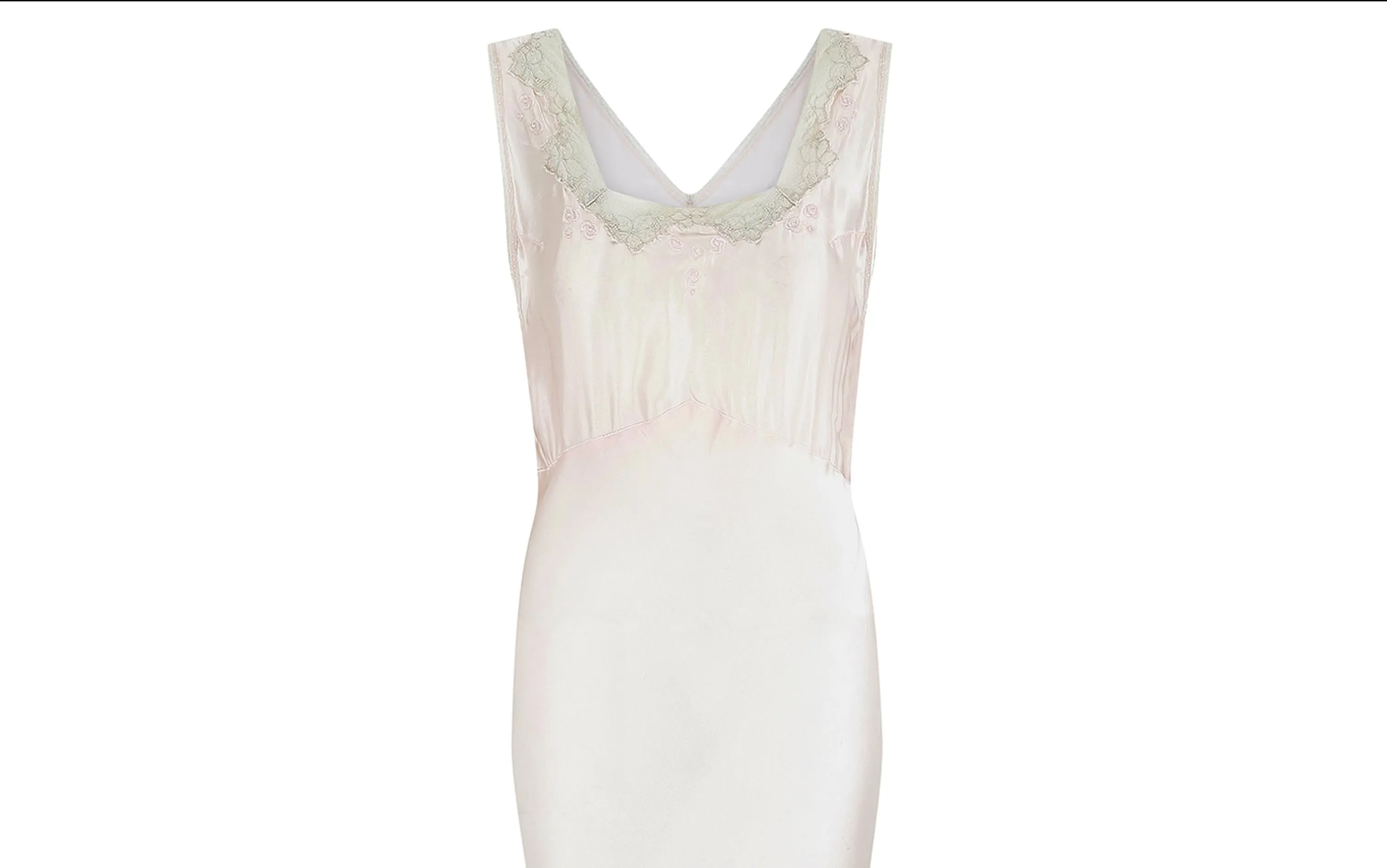 ARCHIVE - 1930s Square Neck Bias Cut Pink Slip Dress