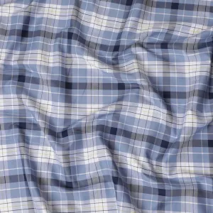 Baby blue Premium 100% cotton shirting fabric with multicolor print in checks design-D16848