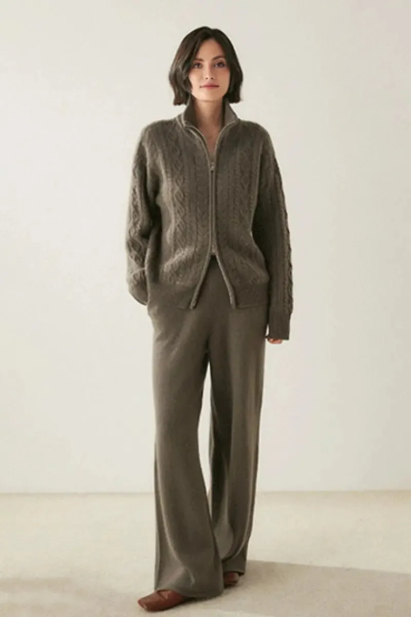 Chunky 100 Cashmere Cable-Knit Double-Zip Cardigan