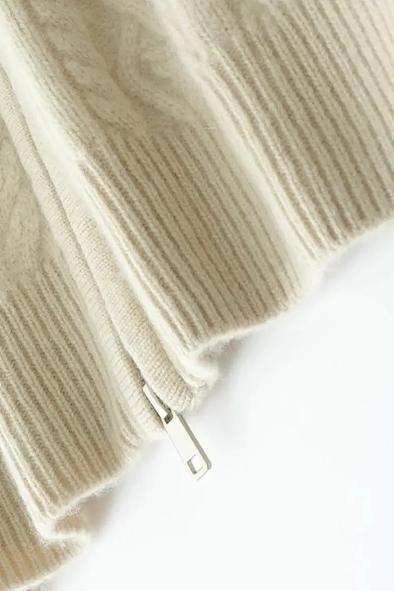 Chunky 100 Cashmere Cable-Knit Double-Zip Cardigan
