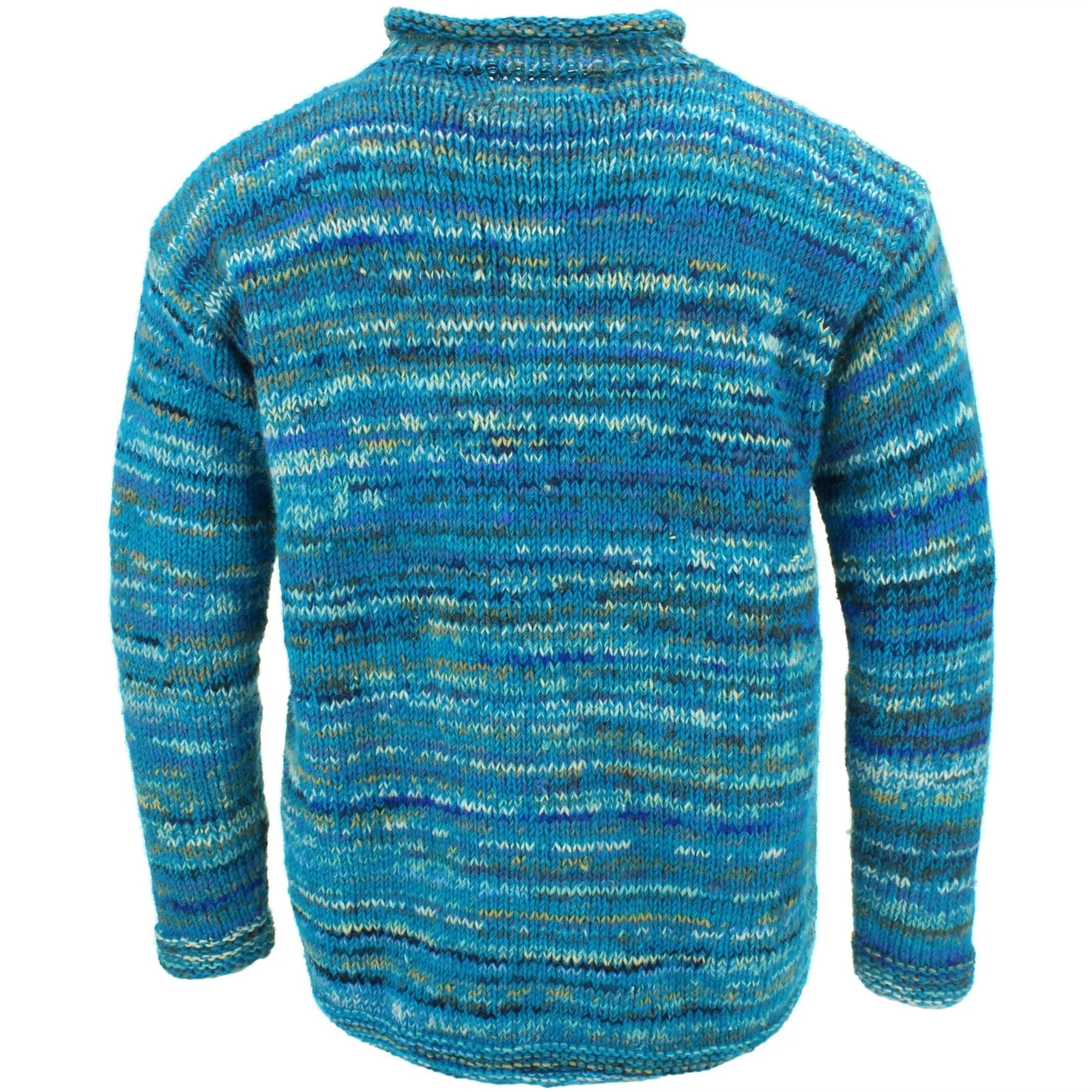 Chunky Wool Knit Space Dye Jumper - Sky Blue