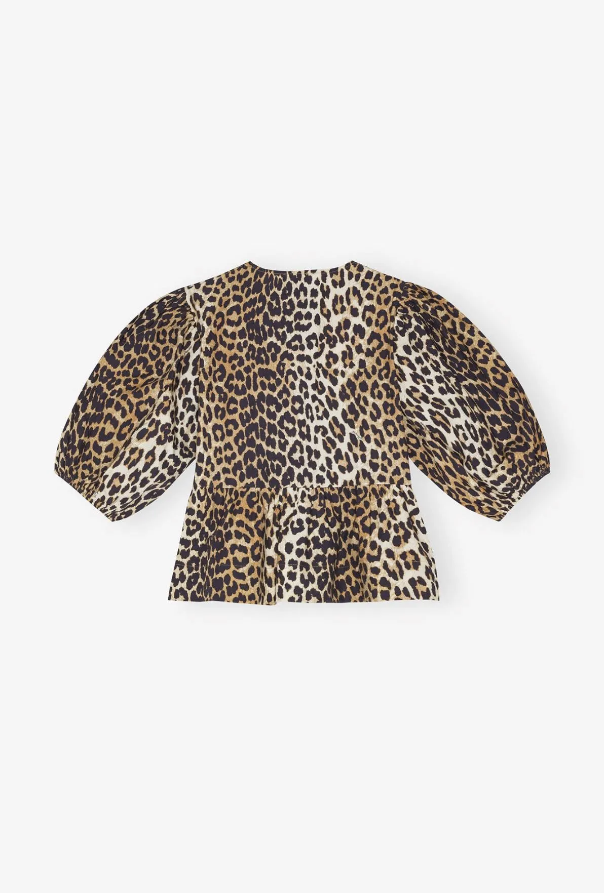 COTTON POPLIN PEPLUM BLOUSE IN LEOPARD