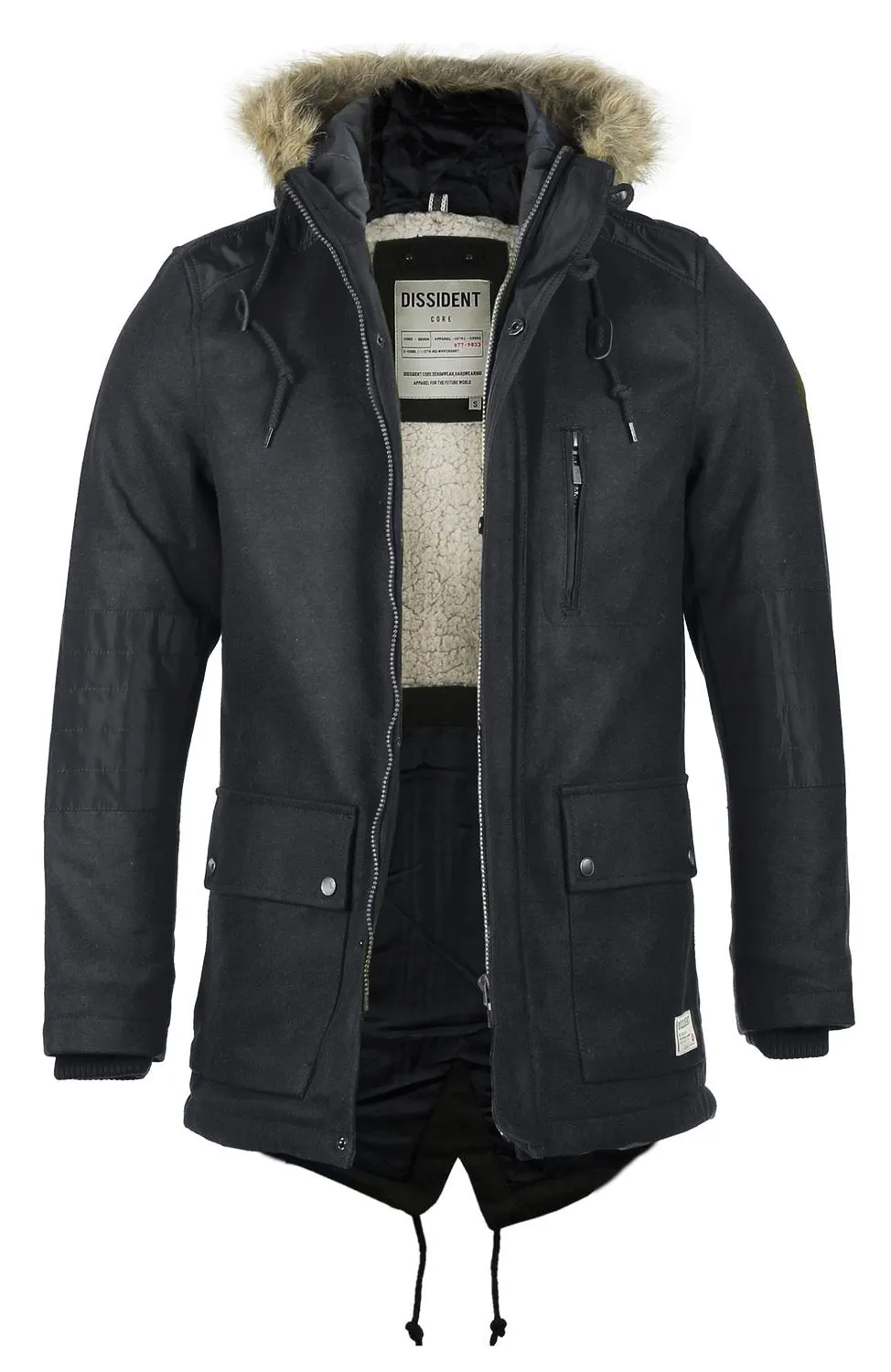 Dissident Wool Blend Charcoal Parka Coat