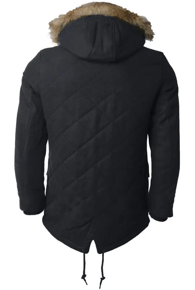 Dissident Wool Blend Charcoal Parka Coat