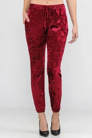 E Luna Solid Ice Velvet Joggers Casual Pants