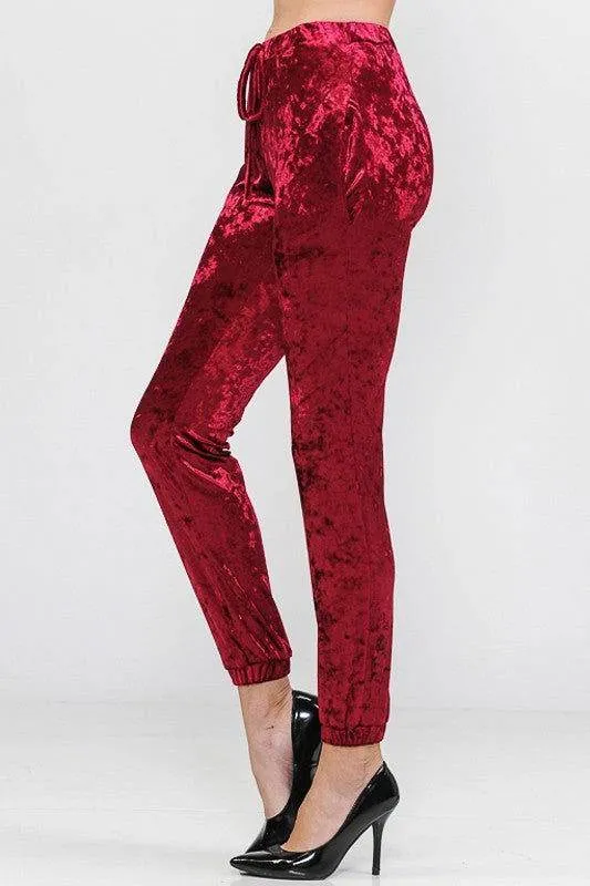 E Luna Solid Ice Velvet Joggers Casual Pants