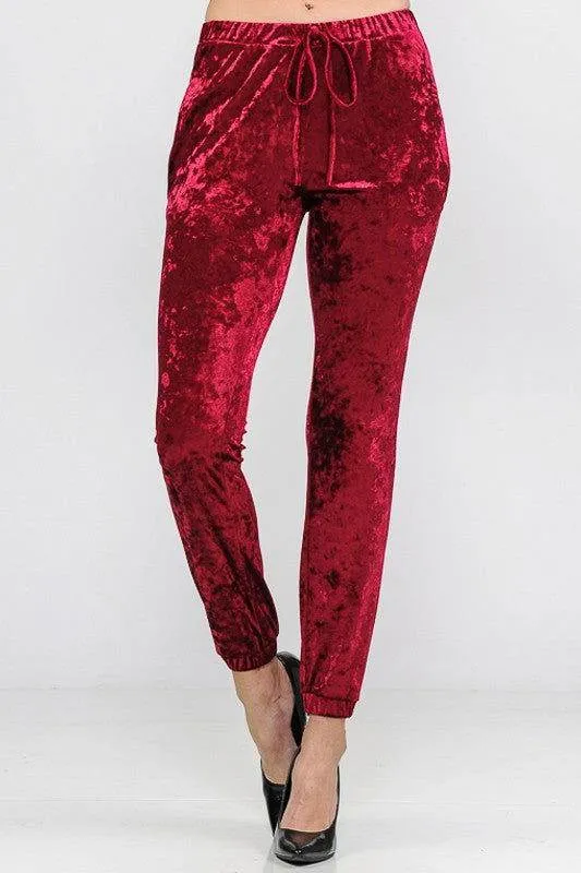 E Luna Solid Ice Velvet Joggers Casual Pants