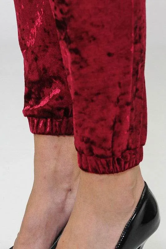 E Luna Solid Ice Velvet Joggers Casual Pants