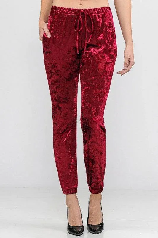E Luna Solid Ice Velvet Joggers Casual Pants