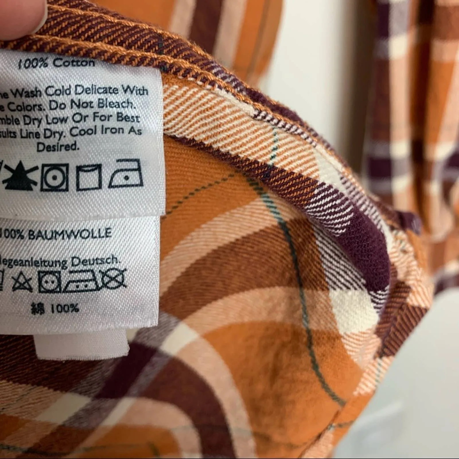 Eddie Bauer Plaid Flannel Shirt Jacket Shacket Medium Orange Maroon