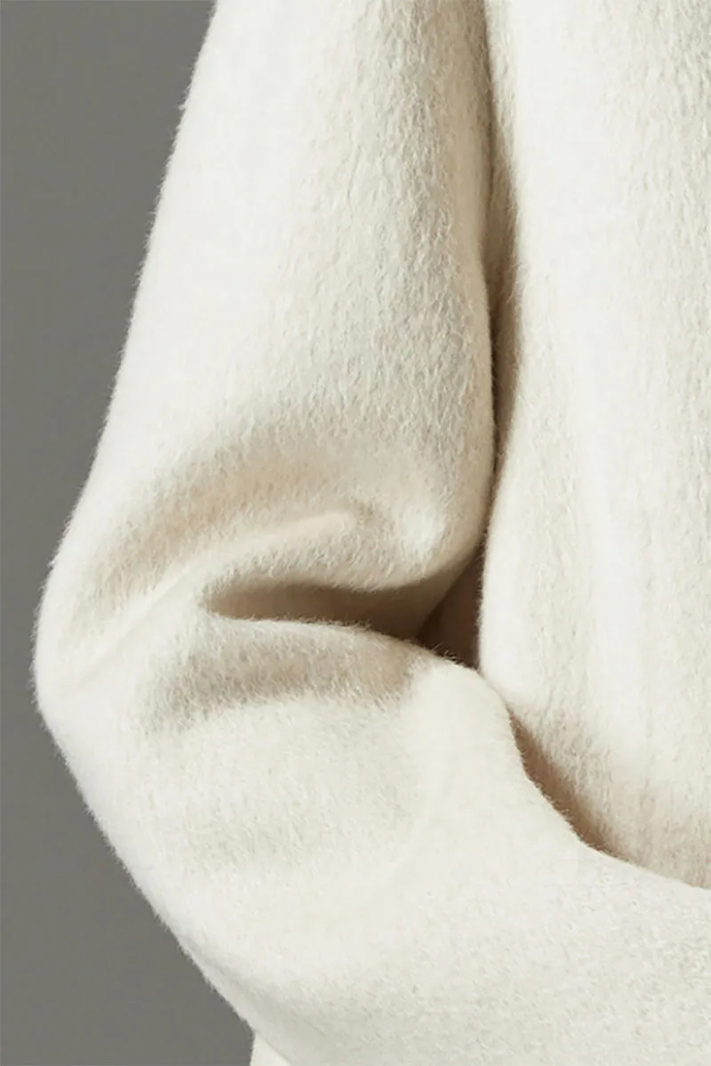 Elegant Camel Hair-Silk-Wool Blend V-Neck Trimmed Blazer