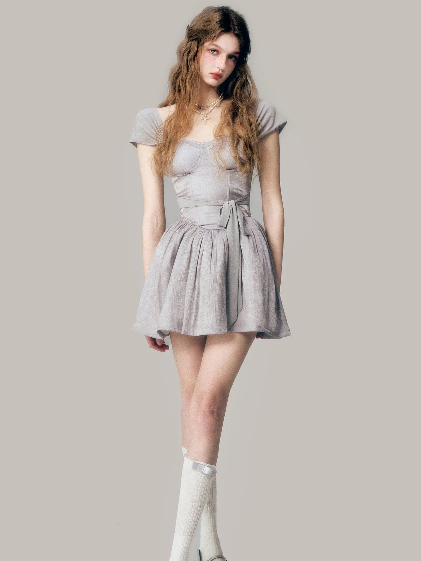 Elegant French Sleeve Tutu Dress