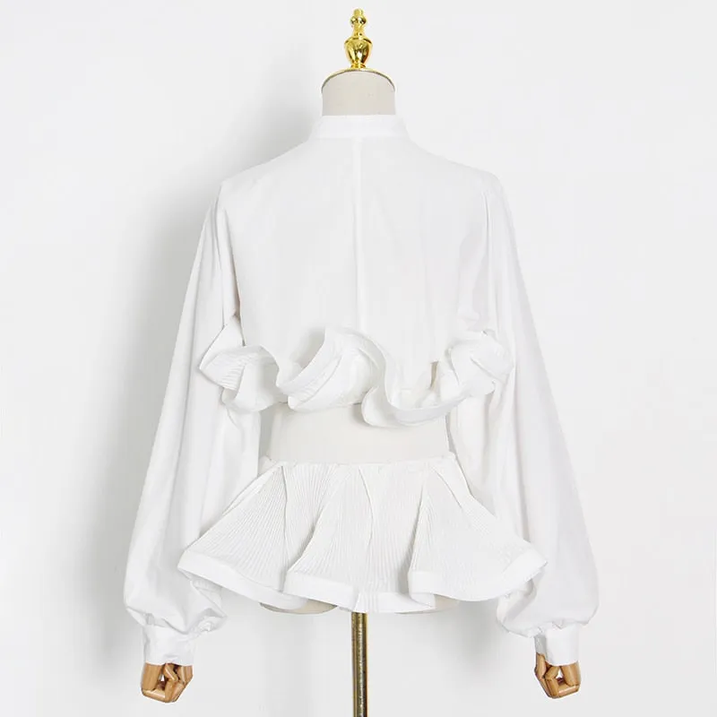 Elegant Ruffle Sashes Blouse