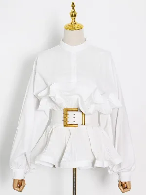 Elegant Ruffle Sashes Blouse
