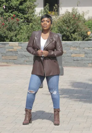 Here For Business | Vegan Leather Blazer