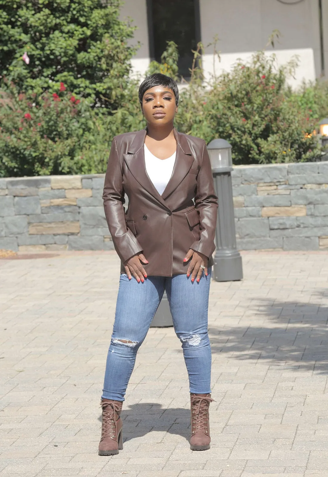 Here For Business | Vegan Leather Blazer