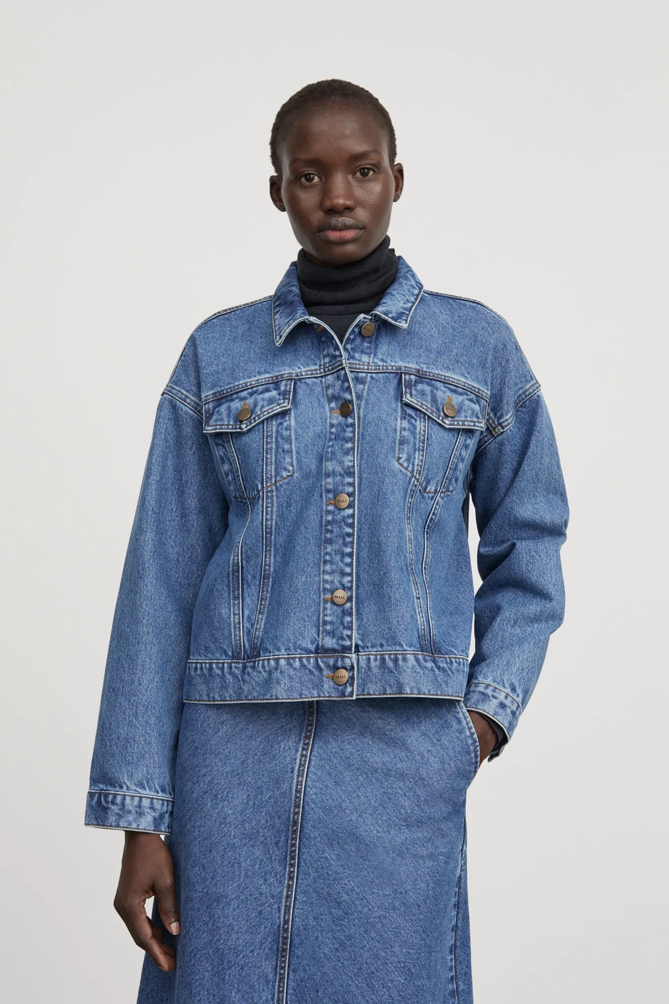 Inger denim jacket - Washed mid blue