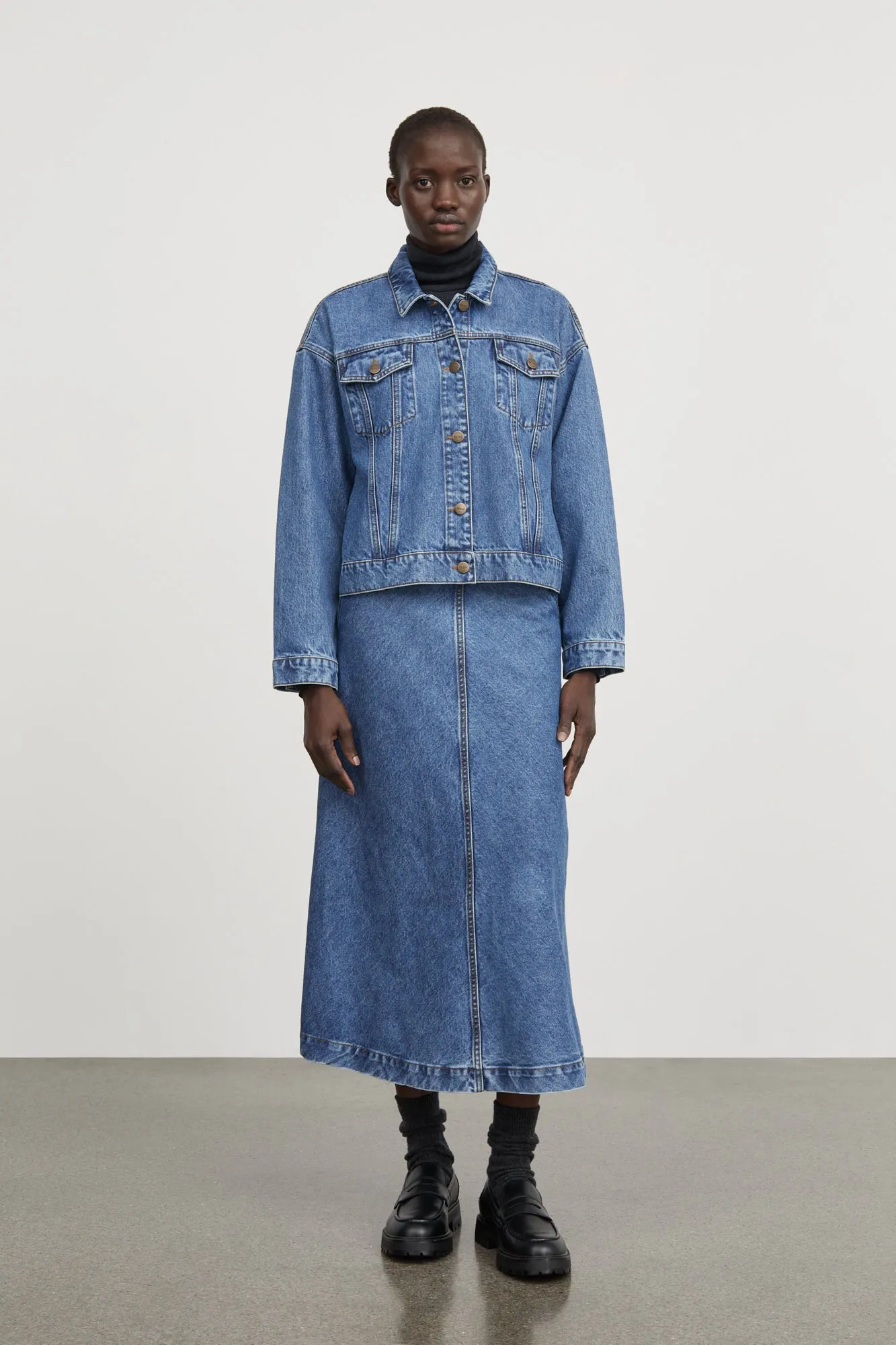 Inger denim jacket - Washed mid blue