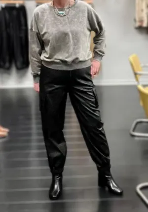Jillian Faux Leather Cargo Joggers