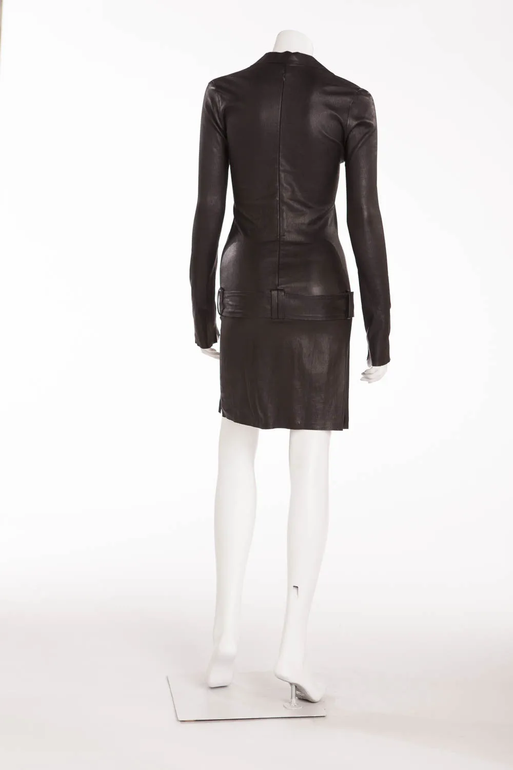 Jitrois - Black Leather "Polo Dress" with belt - FR 38