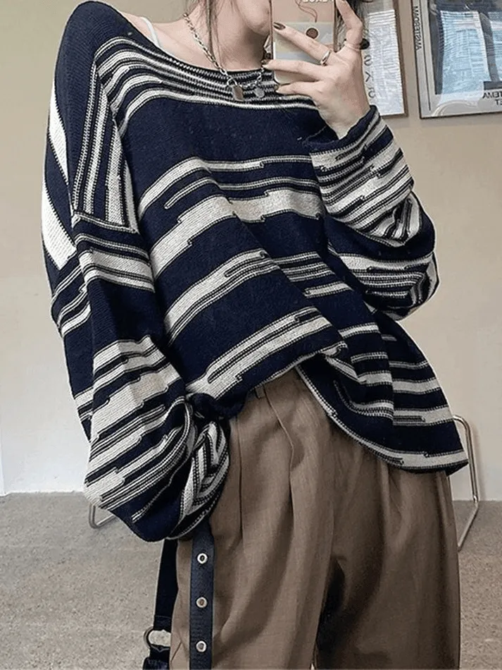 Joskaa Oversized Stripe Jumper Knit Sweater