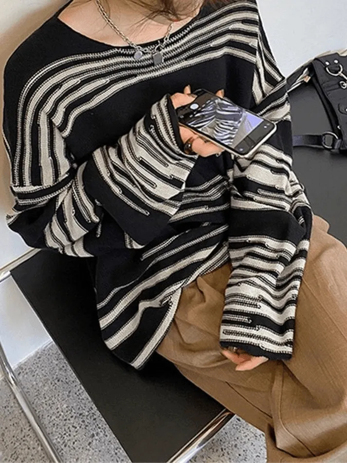 Joskaa Oversized Stripe Jumper Knit Sweater