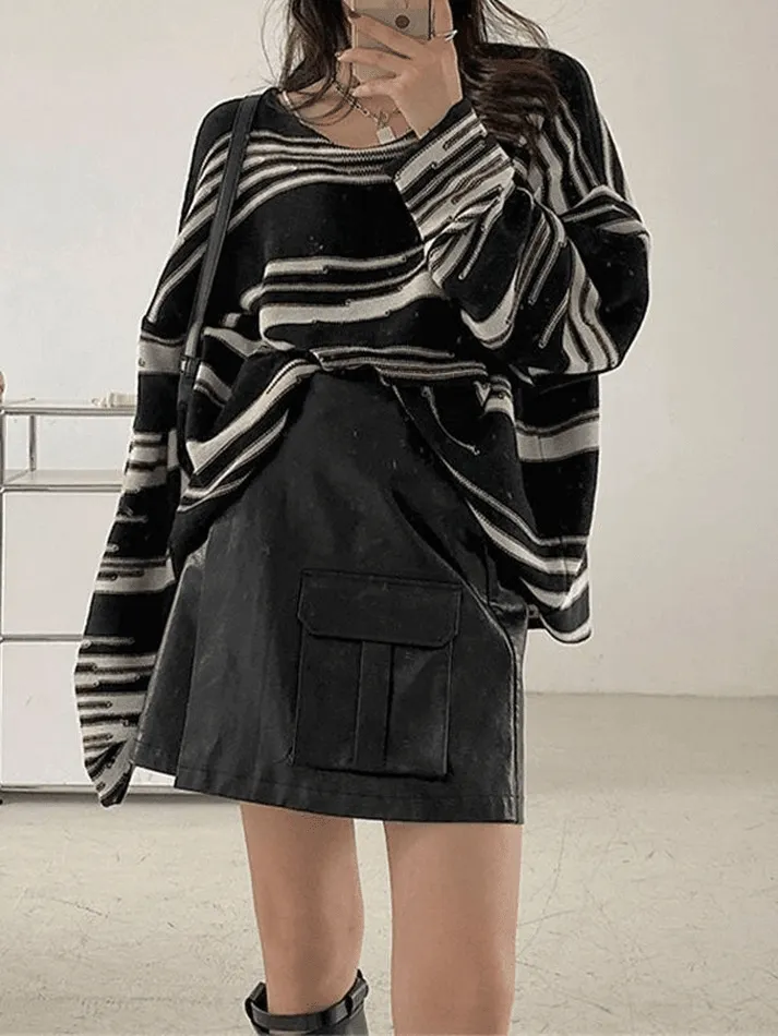 Joskaa Oversized Stripe Jumper Knit Sweater