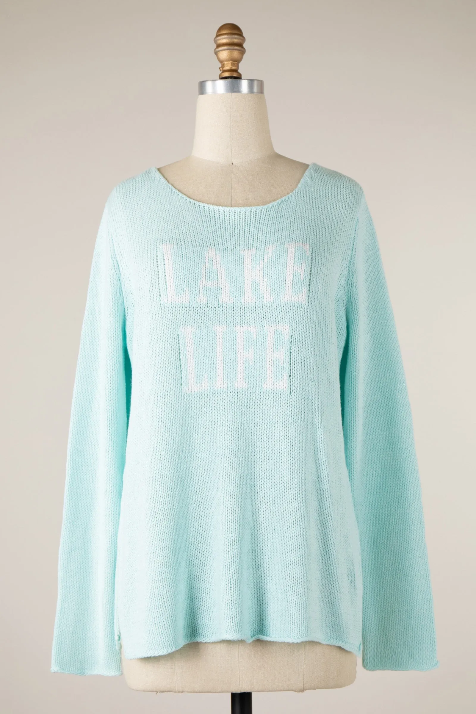 Lake Life Saying Lightweight Knit Sweater