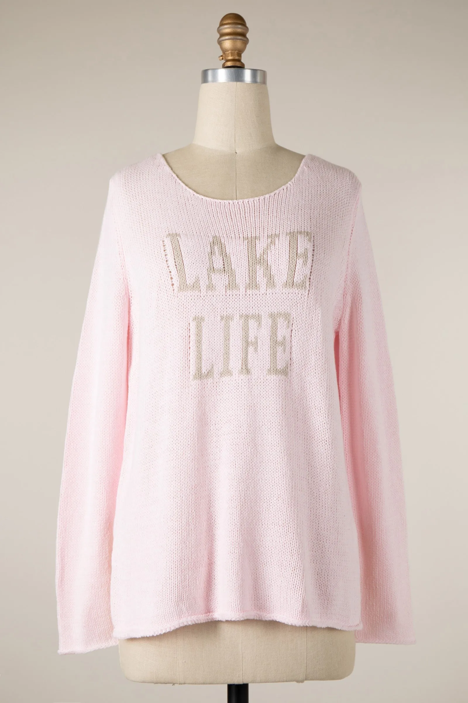 Lake Life Saying Lightweight Knit Sweater