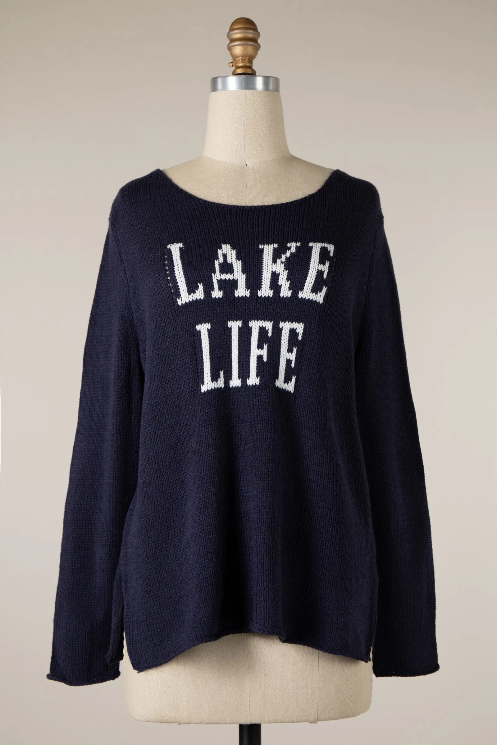 Lake Life Saying Lightweight Knit Sweater