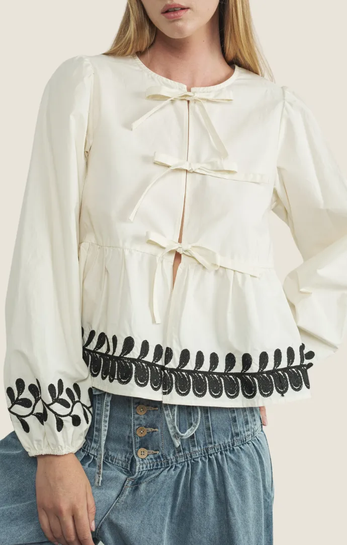 Lina Cream Tie Front Blouse