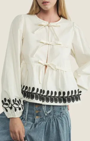 Lina Cream Tie Front Blouse