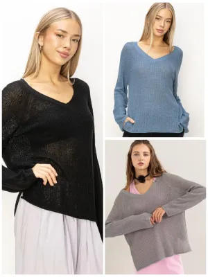 LONG SLEEVE OVERSIZED SWEATER - ASSORTED COLORS