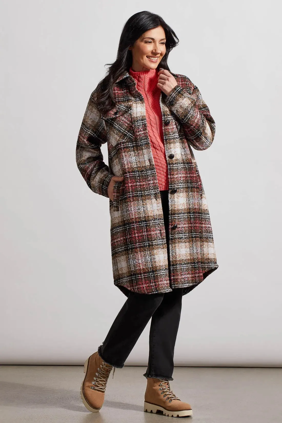 Longline Boucle Plaid Shacket