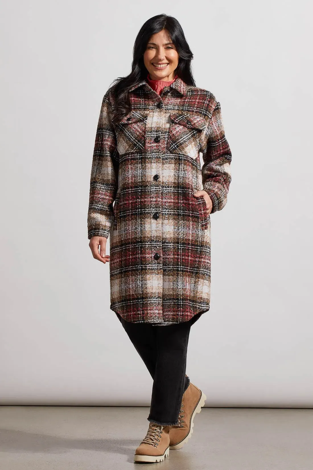 Longline Boucle Plaid Shacket
