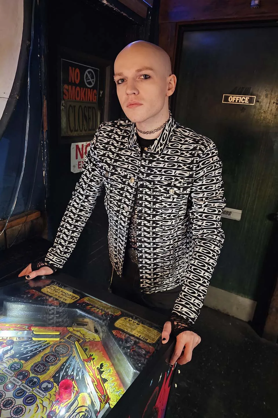 Men's Stretch Twill SEX? Print Trucker Jacket
