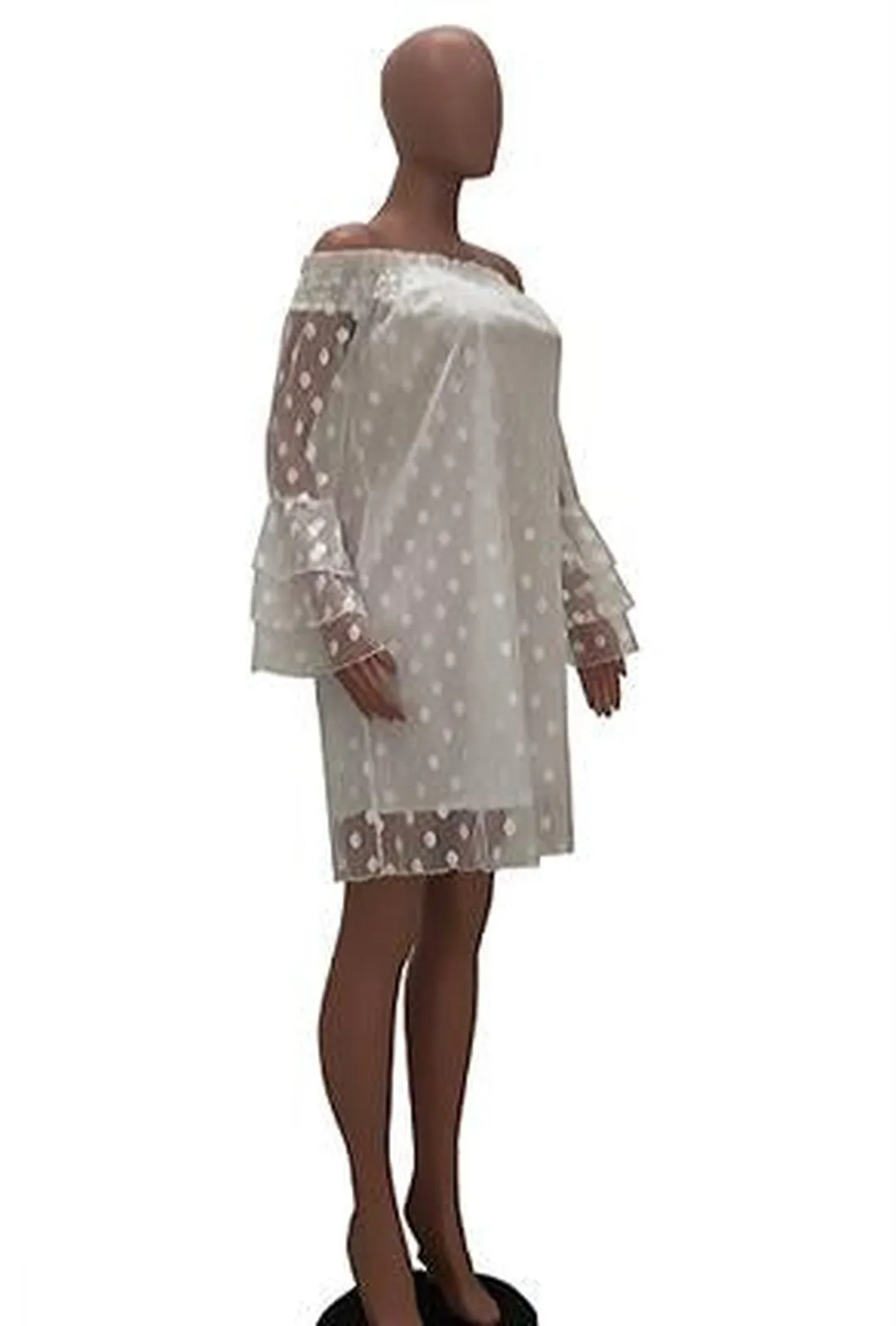 MICHELLE - SHEER DOT LACE DRESS