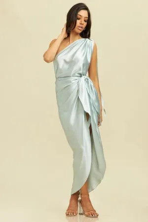 MINT TO BE SATIN WRAP DRESS