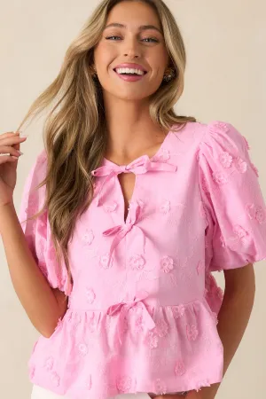 Picnic At Sunset Pink Floral Embroidered Blouse
