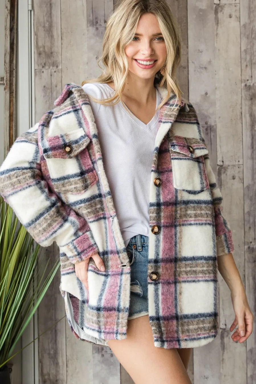 Pink flannel jacket * on sale *