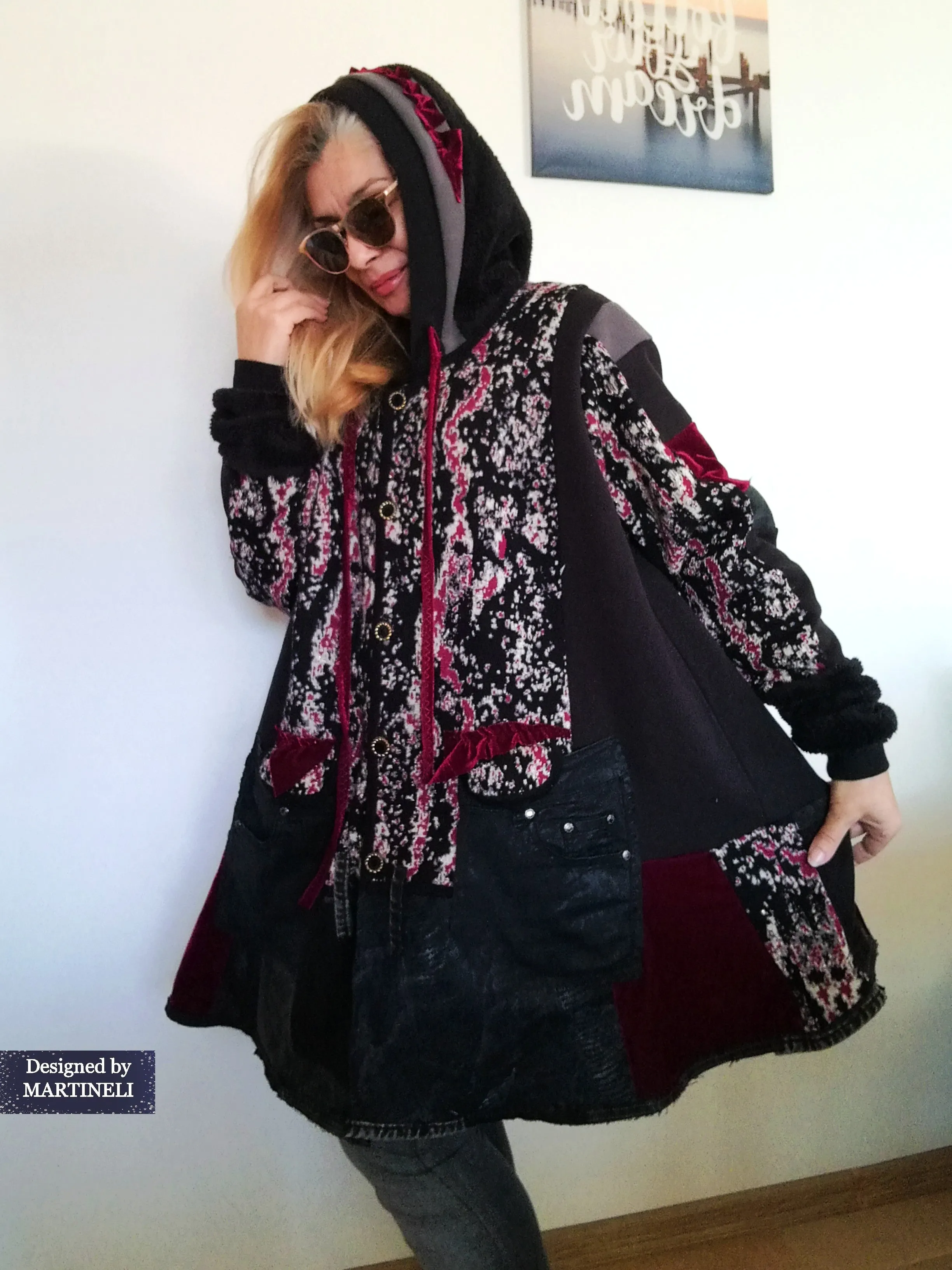 Plus Size Hooded Cardigan Jacket 3XL Loose Hoodie Dress