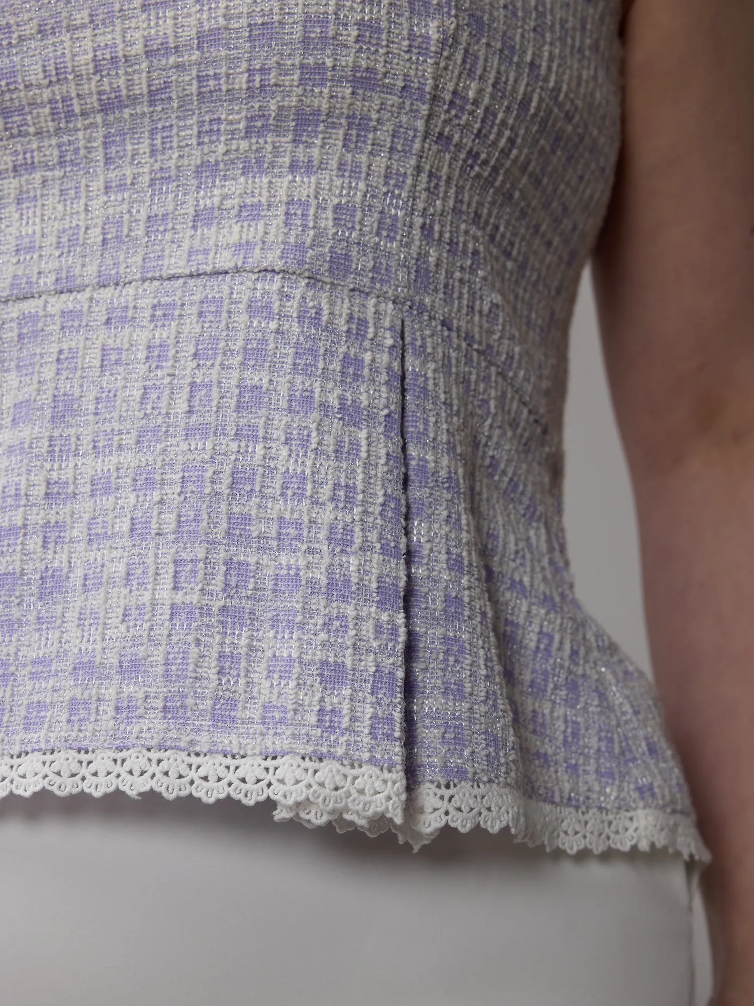 Plus Strapless Tweed Peplum Top