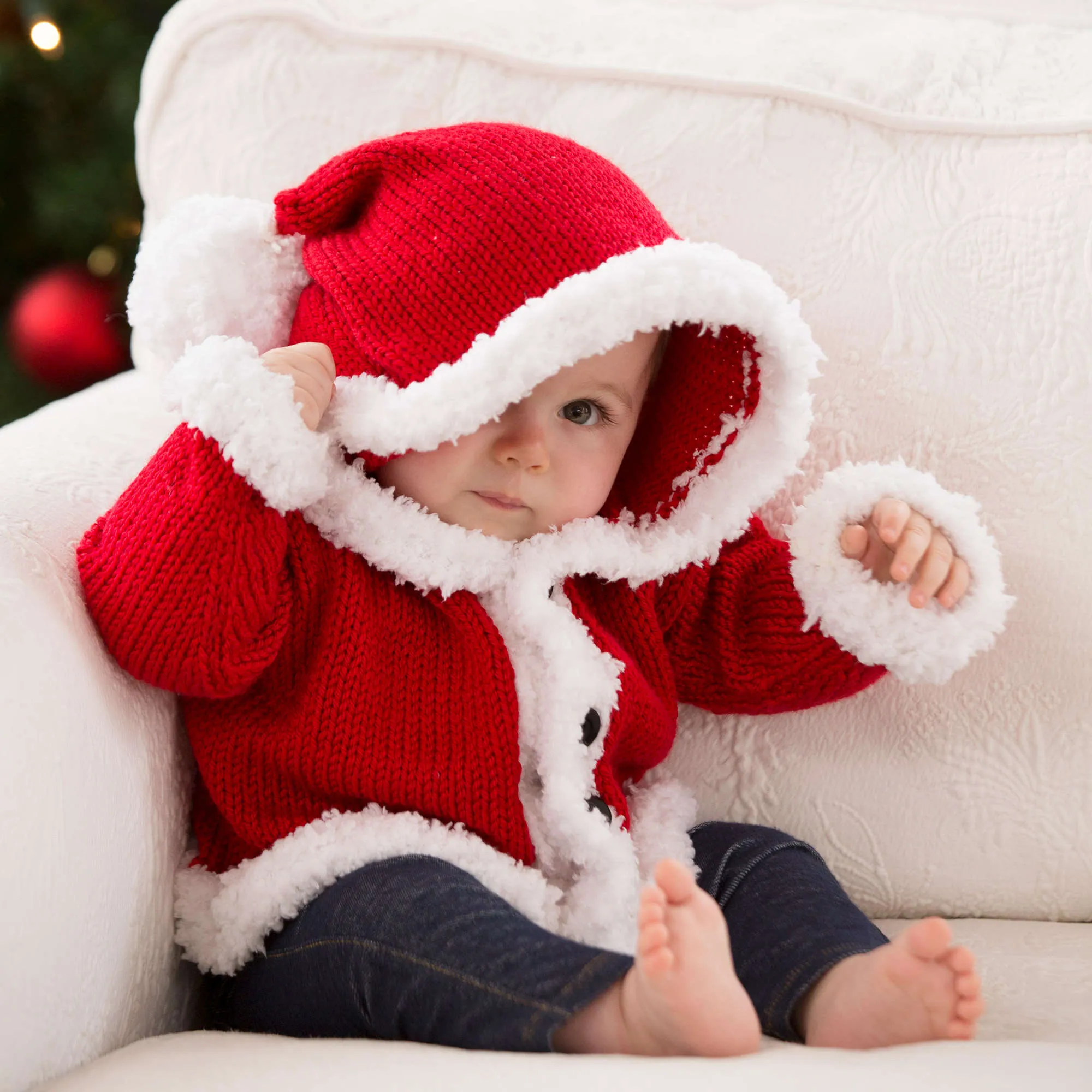 Red Heart Knit Santa Baby Sweater