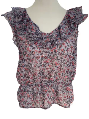 Soft Summer Floral Ruffle Blouse