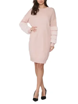 Sweater Knitted Dress with Faux Fur