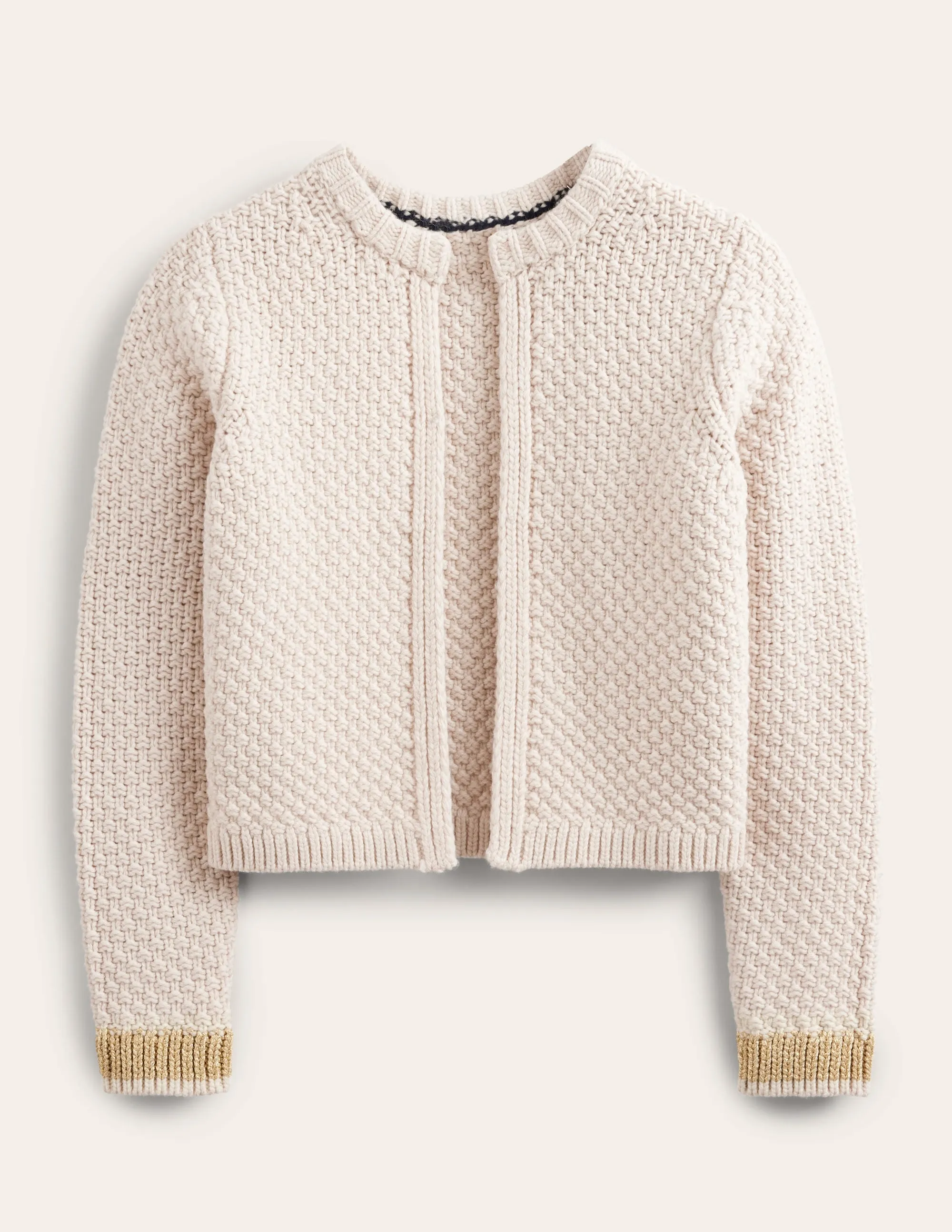 Textured Chunky Wool Cardigan-Shearling, Gold