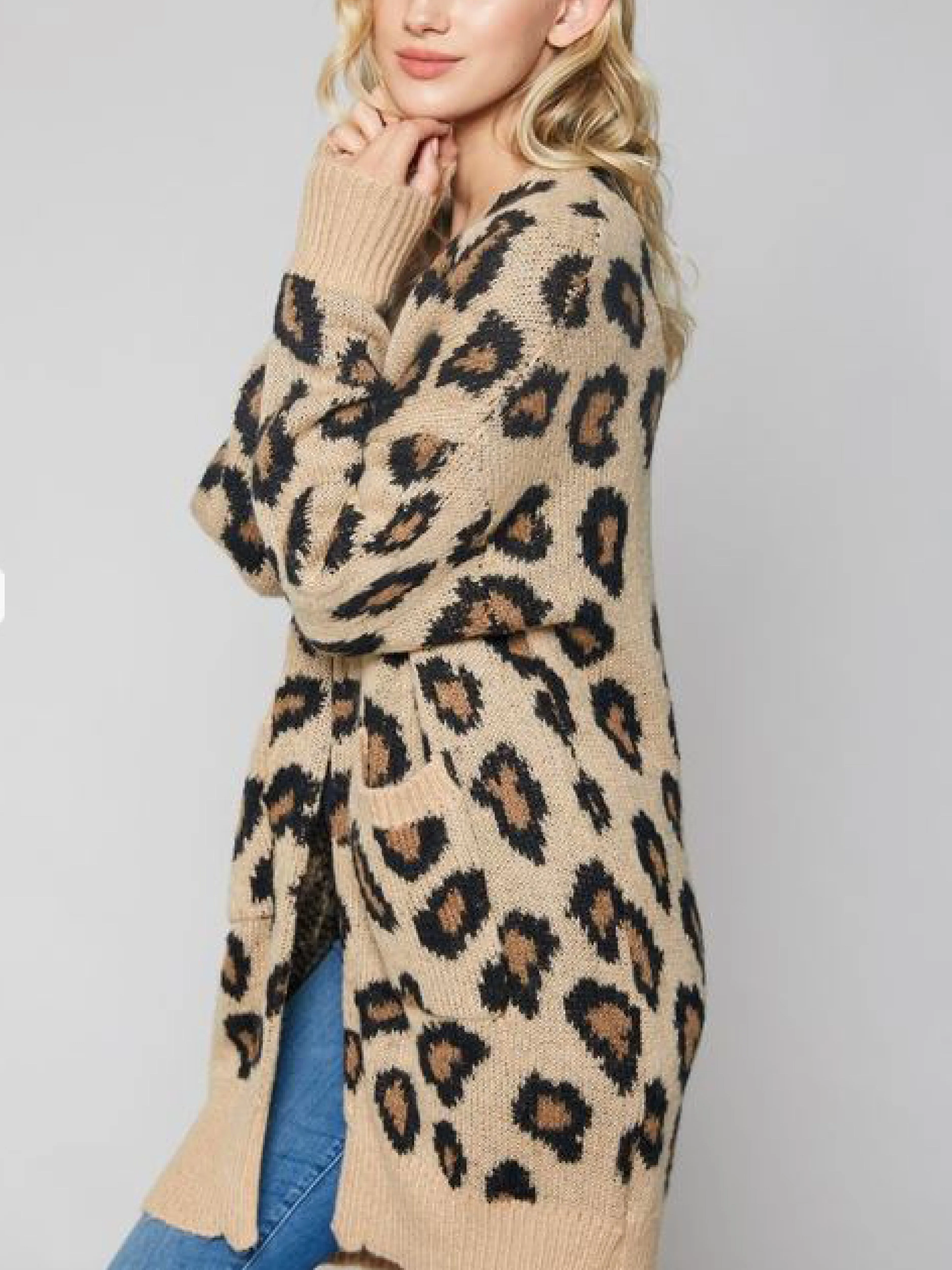 'Tonya' Leopard Print Sweater Cardigan